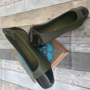 NWOT Slip on Flats-  Olive/Black